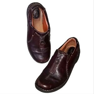 Vintage CLARKS Active Air Chocolate Brown Zip Top Women's Leather Loafers